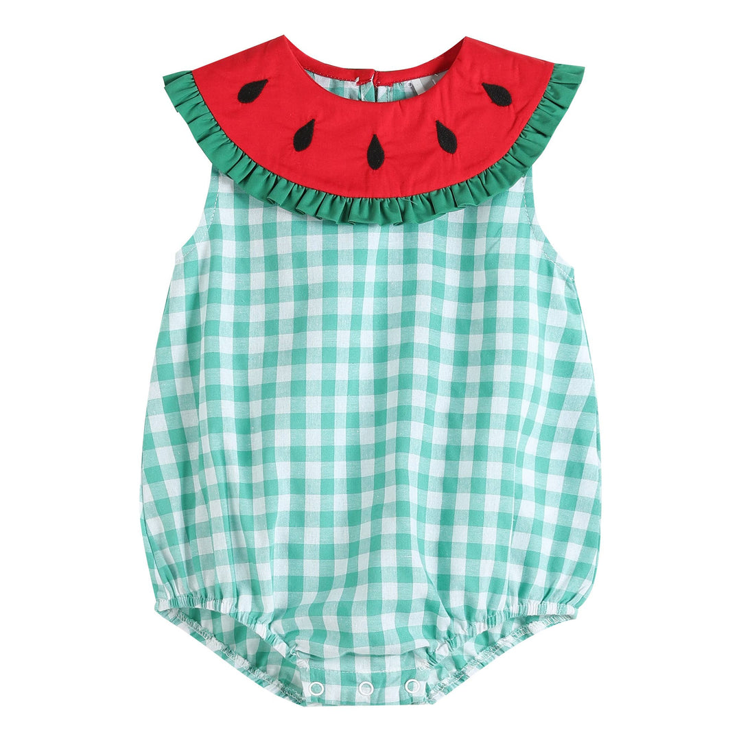 Green Gingham Watermelon Romper - Premium from Lil Cactus - Just $33.0! Shop now at Pat's Monograms