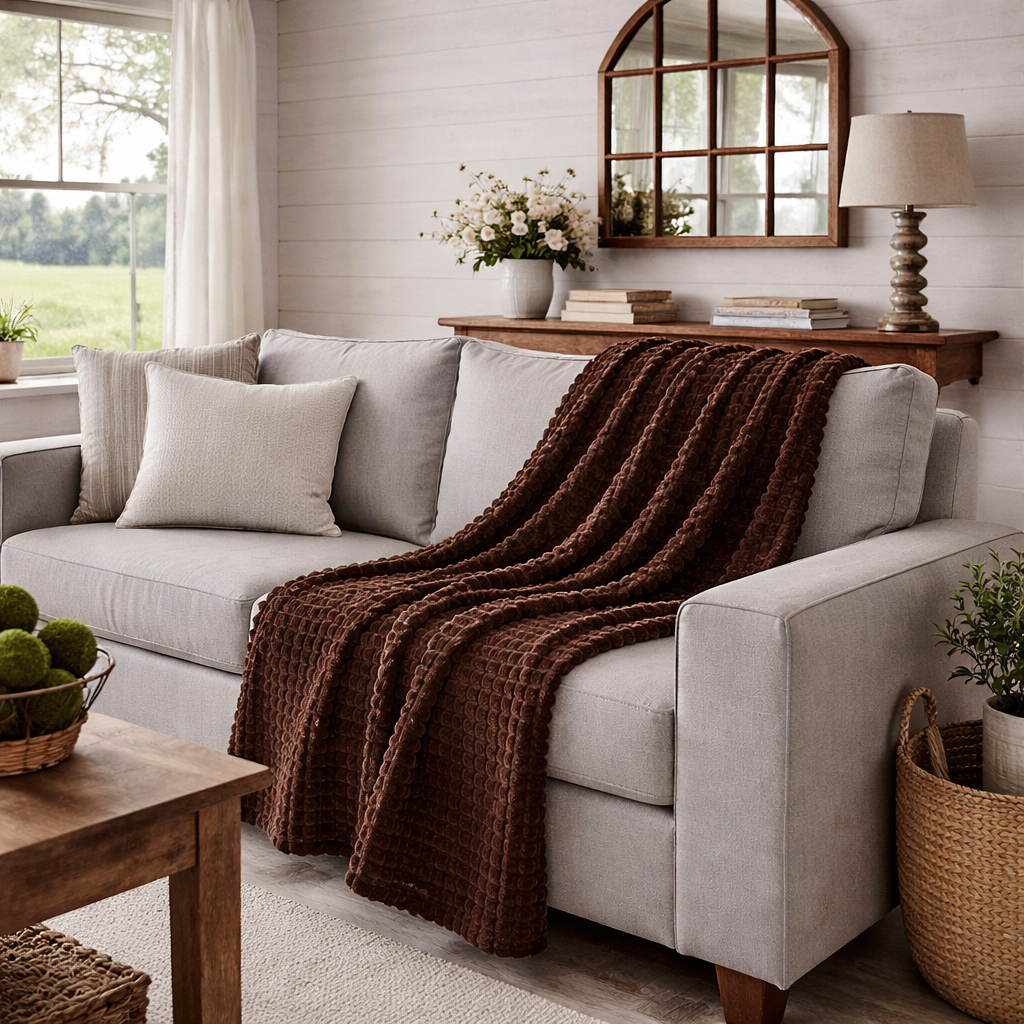 Textured Waffle Large Throw Blanket - 60"x80" - Premium blanket from Fennco Styles - Just $38! Shop now at Pat's Monograms