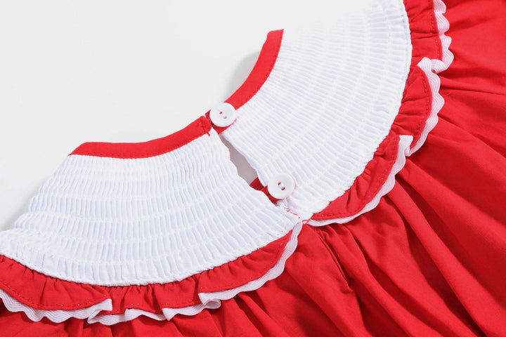 Red Santa Smocked Ruffle Romper - Premium Baby & Toddler Outfits from Lil Cactus - Just $37.95! Shop now at Pat's Monograms
