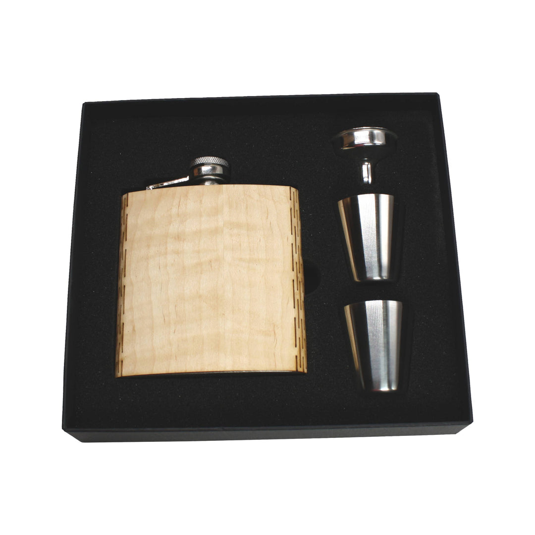 6 oz. Wooden Hip Flask & Gift Box with Shotglasses & Funnel - Premium barware from WUDN Handcrafted - Just $43.95! Shop now at Pat's Monograms