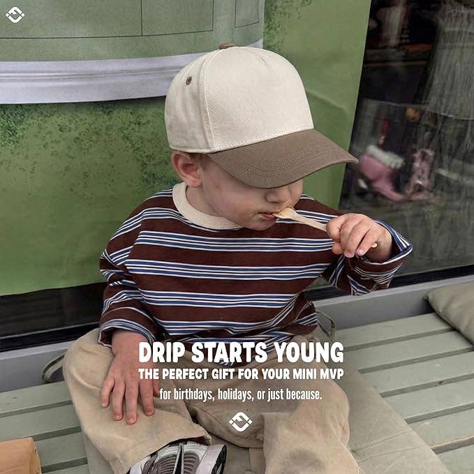 Kids/Baby Two Tone Vintage Cap - Khaki/Beige - Premium Trucker Cap from Funky Junque - Just $15.95! Shop now at Pat's Monograms