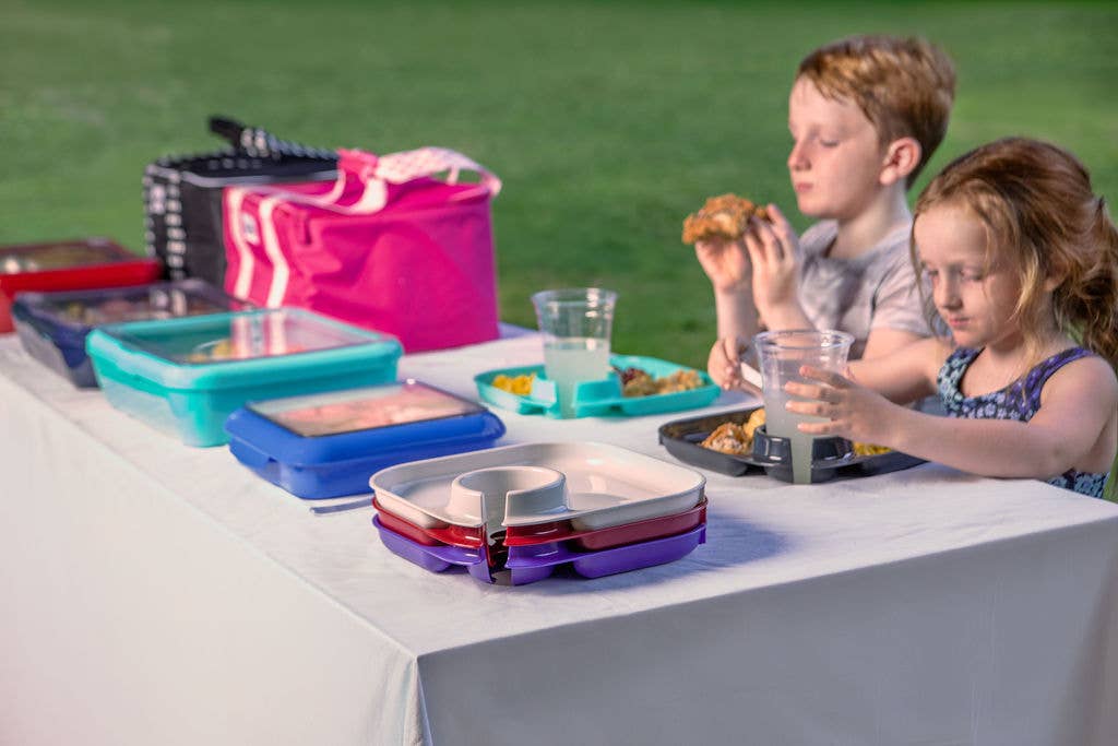 Reusable Party Plates w/ Stemware Holder - Set of 4 - White - Premium Kitchen Accessories from Fancy Panz - Just $19.95! Shop now at Pat's Monograms