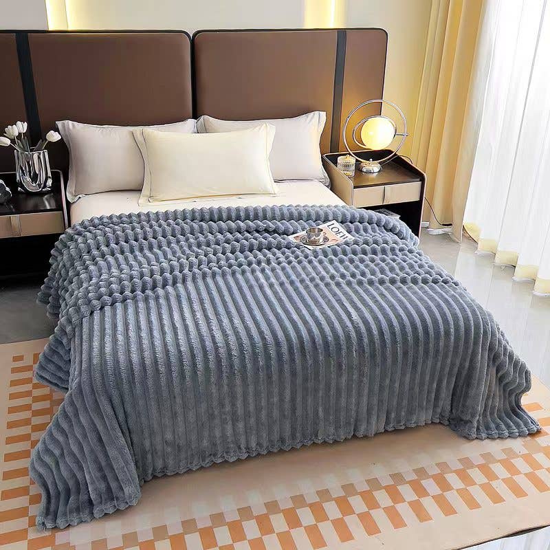 Stripe Fleece Throw – Ultra Plush Ribbed Blanket with 1.6" Wide Channel Texture - Premium blankets from FLUFFERY - Just $37.50! Shop now at Pat's Monograms