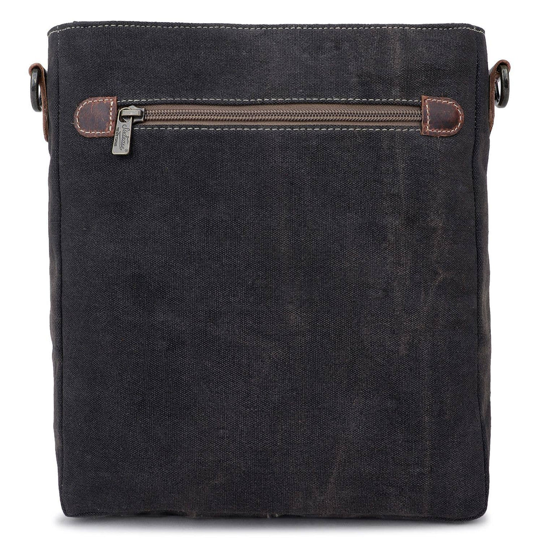 Canvas & Leather Women's Crossbody Bag - Silver/Onyx - Premium crossbody from Sixtease Bags USA - Just $44.95! Shop now at Pat's Monograms