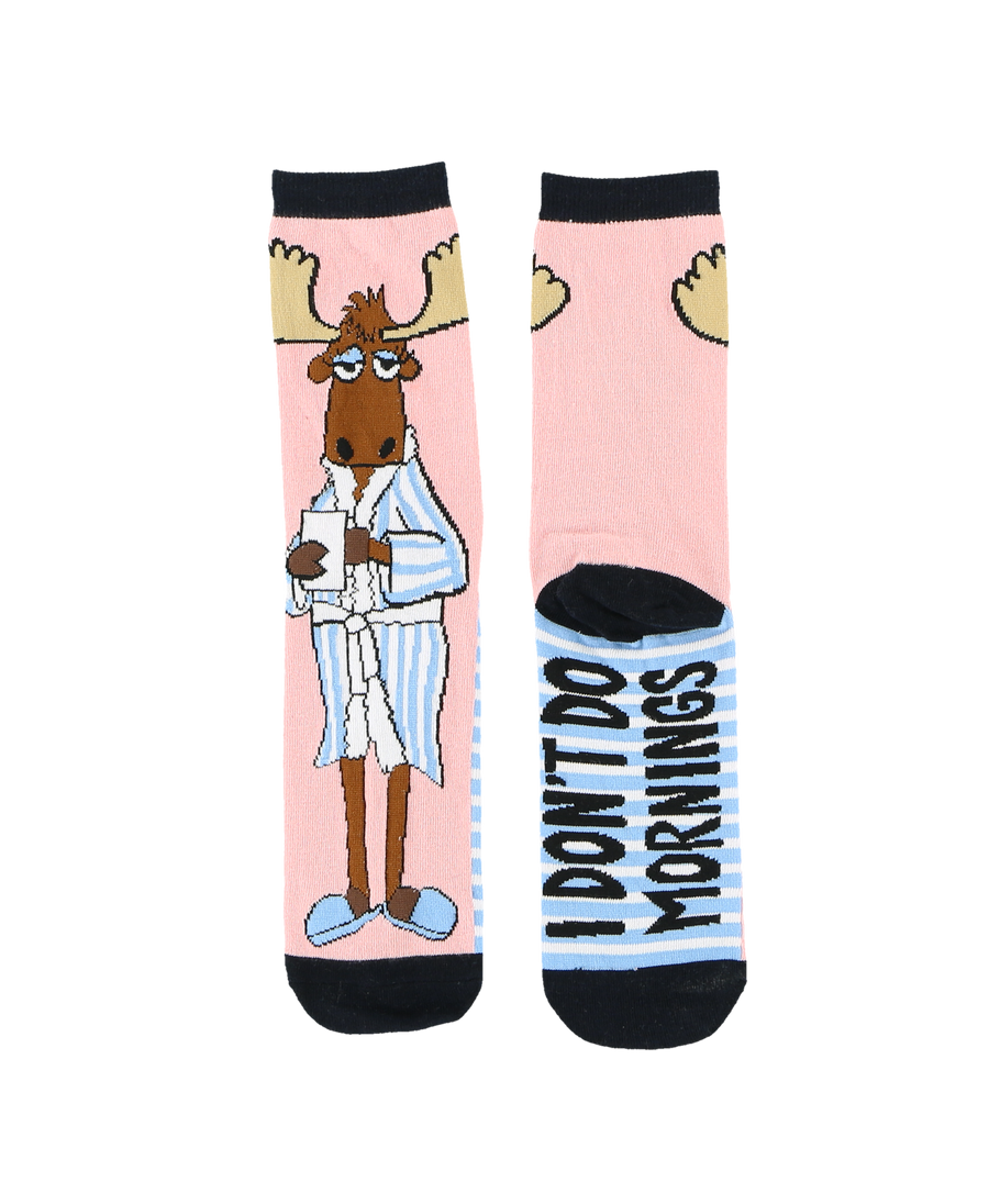 Moose Don't do Mornings Crew Sock One Size - Premium socks from Lazy One - Just $9.95! Shop now at Pat's Monograms