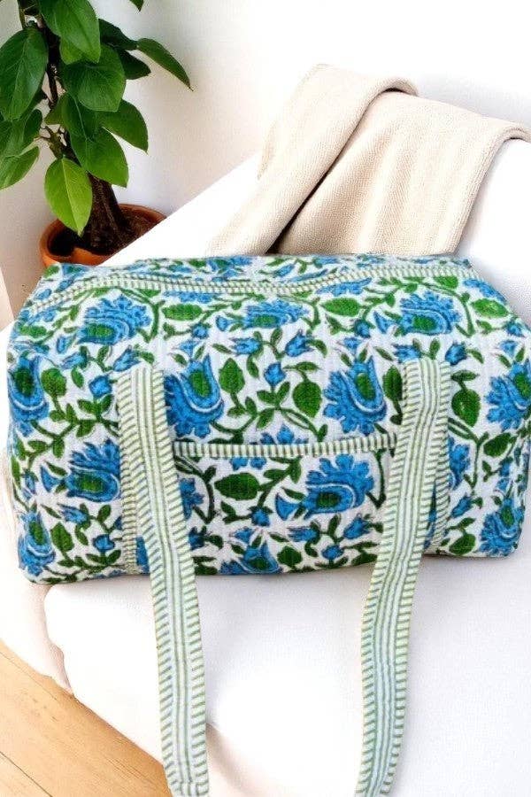 Stormy Blue Floral Print Duffle Bag - Premium Duffel Bags from Nash Grey - Just $41.90! Shop now at Pat's Monograms