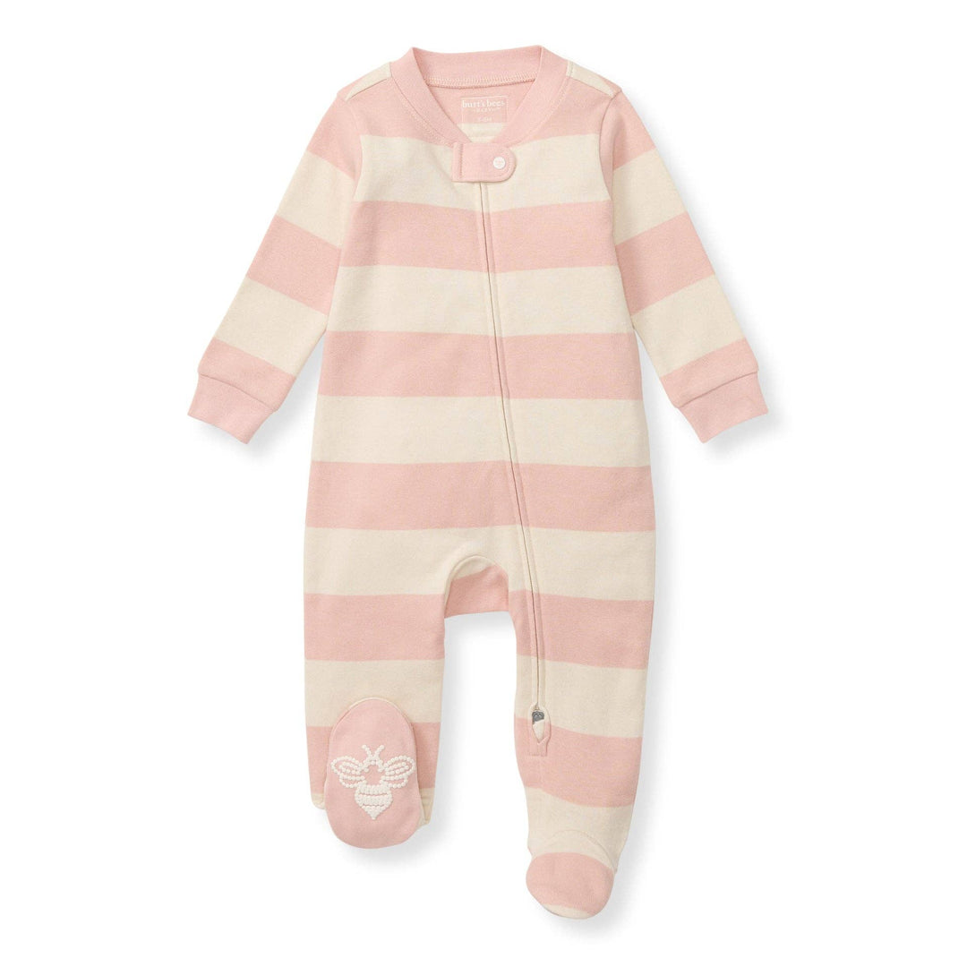 Rugby Stripe Organic Cotton Sleep & Play - Pink Sand - Premium Baby Sleepwear from Burt's Bees Baby - Just $14.95! Shop now at Pat's Monograms