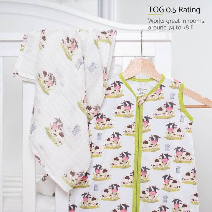 Moo Moo Here Baby Sleep Sack, 100% Organic Cotton - Premium Baby Sleepwear from LollyBanks - Just $21.95! Shop now at Pat's Monograms