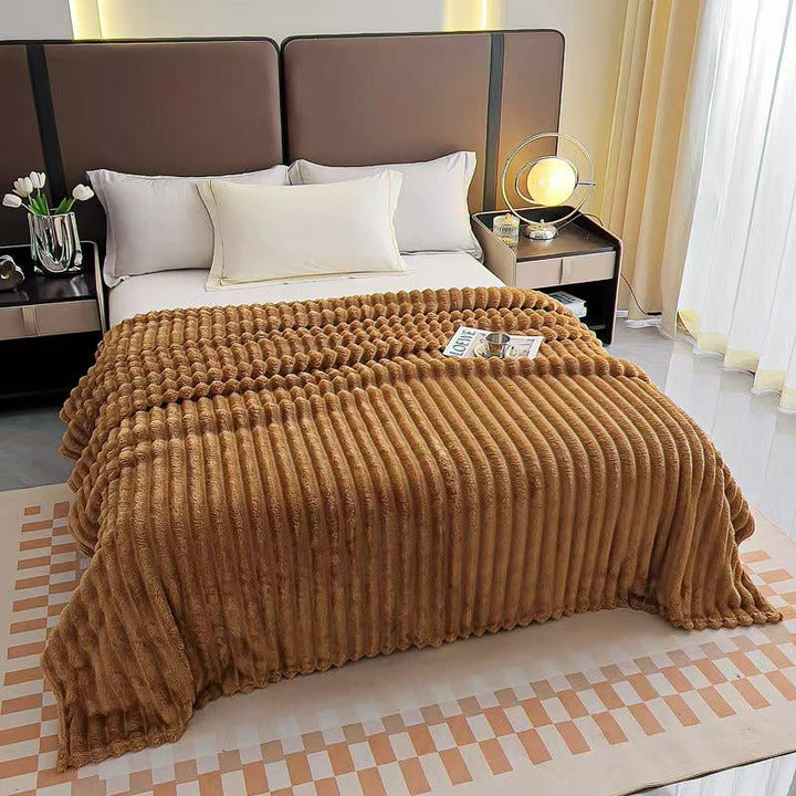 Stripe Fleece Throw – Ultra Plush Ribbed Blanket with 1.6" Wide Channel Texture - Premium blankets from FLUFFERY - Just $37.50! Shop now at Pat's Monograms