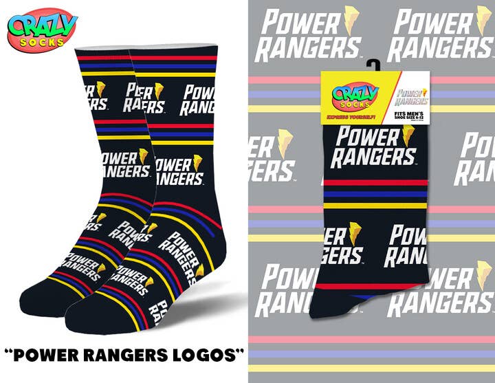 Power Rangers - Novelty Crew Socks - Premium socks from Crazy Socks - Just $8! Shop now at Pat's Monograms