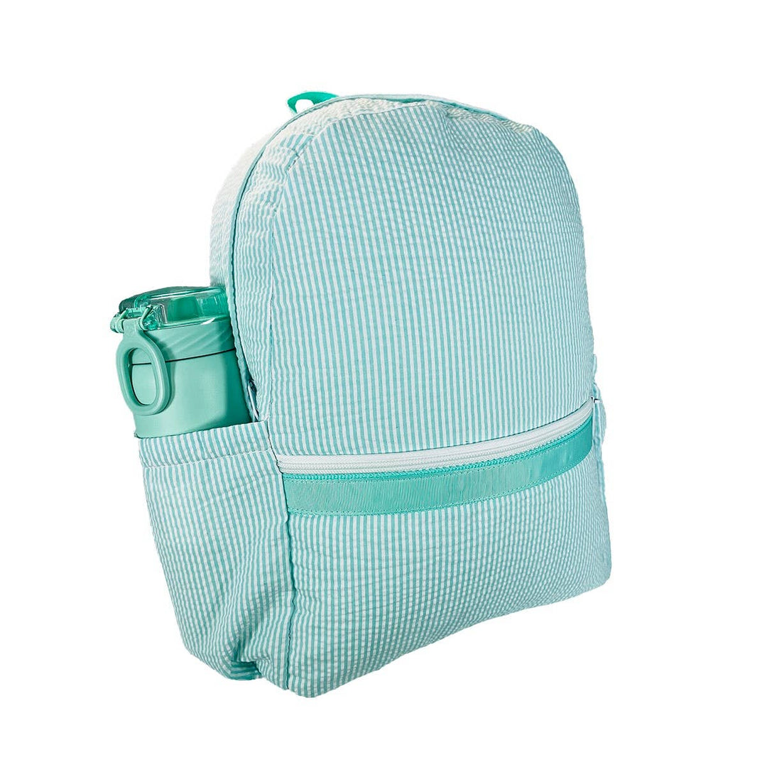 Mint Seersucker Medium Backpack w/ Pocket - Premium Backpack from Mint - Just $34.95! Shop now at Pat's Monograms