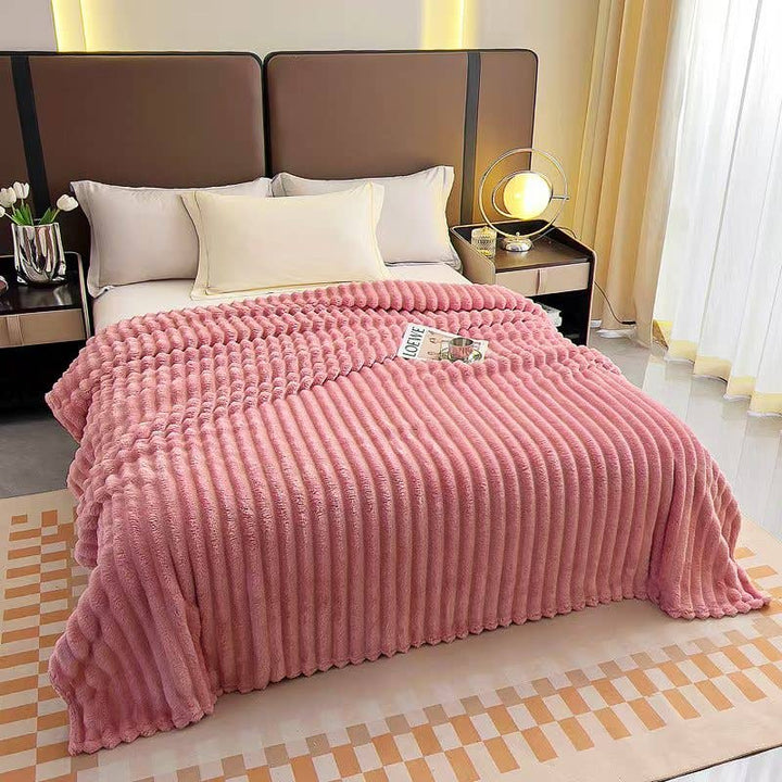 Stripe Fleece Throw – Ultra Plush Ribbed Blanket with 1.6" Wide Channel Texture - Premium blankets from FLUFFERY - Just $37.50! Shop now at Pat's Monograms