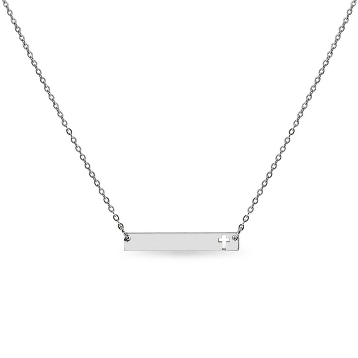 Stainless Steel Cutout Cross Bar Necklace - Premium Jewelry from WJW - Just $23.95! Shop now at Pat's Monograms