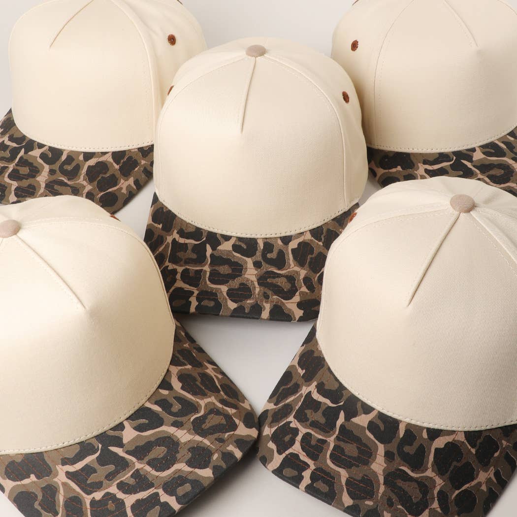 Two Tone Leopard Printed Canvas Trucker Hat - Premium Trucker Cap from Fashion City - Just $15! Shop now at Pat's Monograms