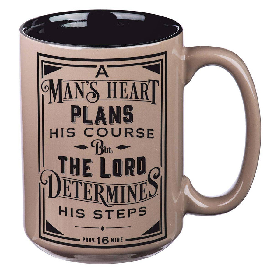 Mug - A Man's Heart Prov. 16:9 - Premium drinkware from Christian Art Gifts - Just $14.95! Shop now at Pat's Monograms