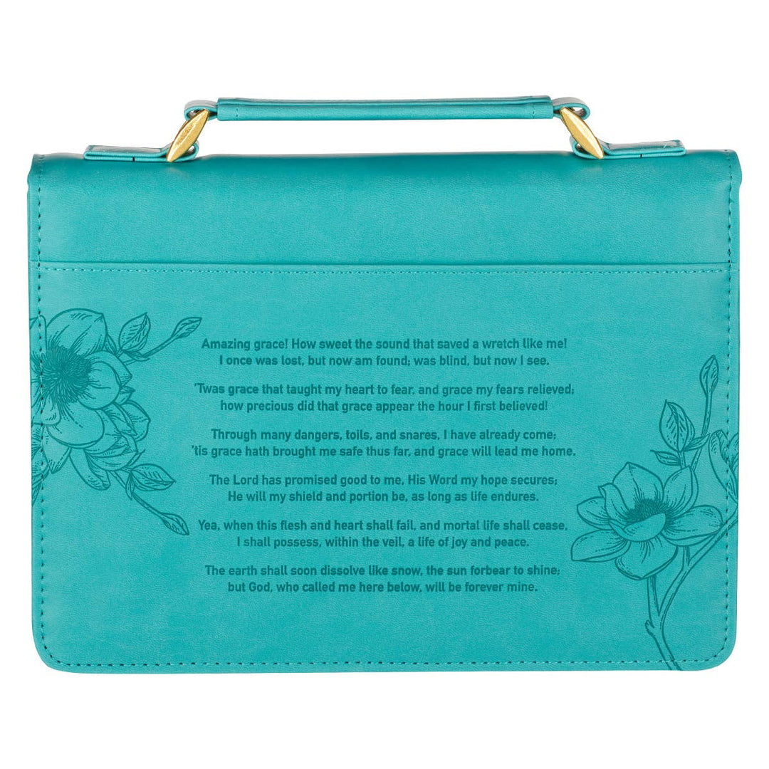 Amazing Grace Floral Teal Faux Leather Bible Cover - Premium Books and Devotionals from Christian Art Gifts - Just $29.99! Shop now at Pat's Monograms