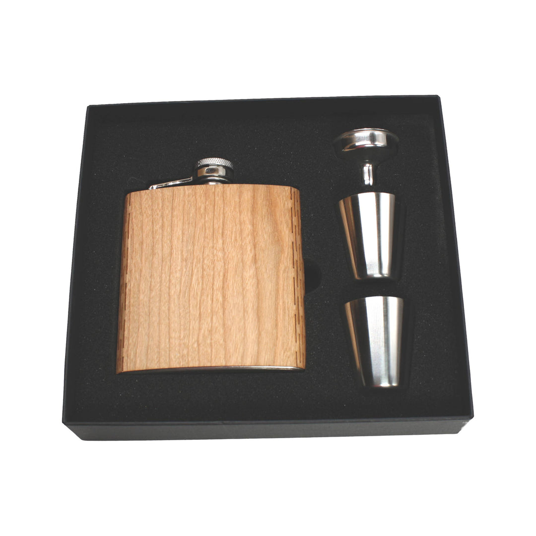 6 oz. Wooden Hip Flask & Gift Box with Shotglasses & Funnel - Premium barware from WUDN Handcrafted - Just $43.95! Shop now at Pat's Monograms