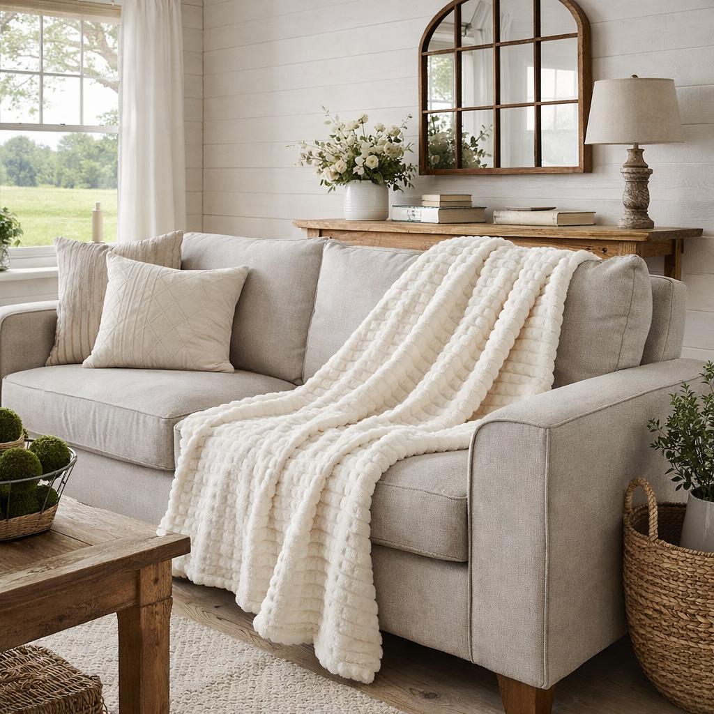 Textured Waffle Large Throw Blanket - 60"x80" - Premium blanket from Fennco Styles - Just $38! Shop now at Pat's Monograms