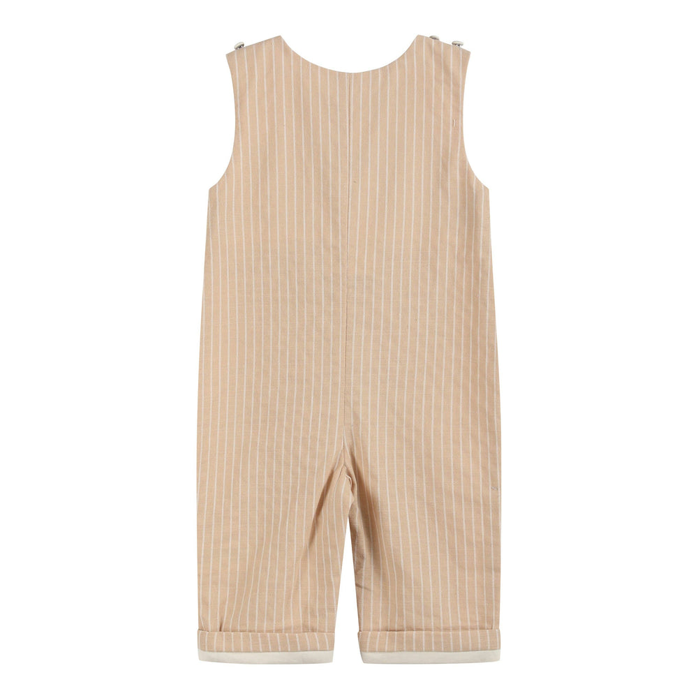 Light Brown Pinstripe Pumpkin Smocked Overalls - Premium Baby & Toddler Outfits from Lil Cactus - Just $38.95! Shop now at Pat's Monograms