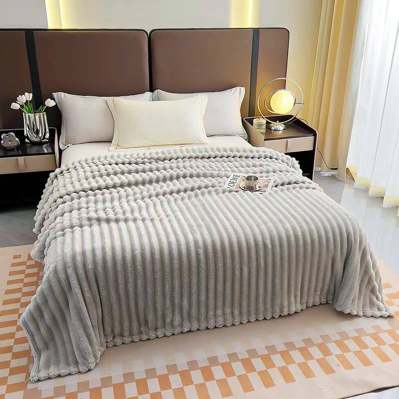 Stripe Fleece Throw – Ultra Plush Ribbed Blanket with 1.6" Wide Channel Texture - Premium blankets from FLUFFERY - Just $37.50! Shop now at Pat's Monograms