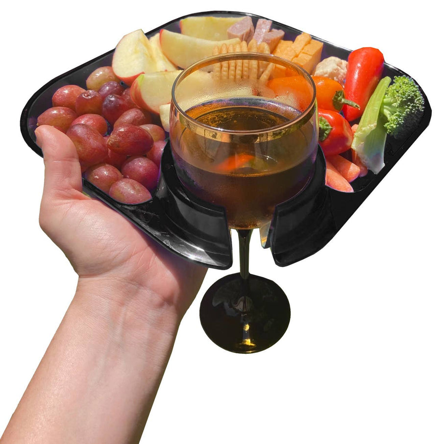 Reusable Party Plates w/ Cup Holder - Set of 4 - Charcoal - Premium Kitchen Accessories from Fancy Panz - Just $19.95! Shop now at Pat's Monograms