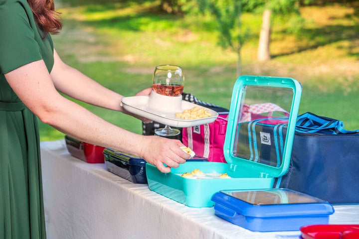 Reusable Party Plates w/ Stemware Holder - Set of 4 - White - Premium Kitchen Accessories from Fancy Panz - Just $19.95! Shop now at Pat's Monograms