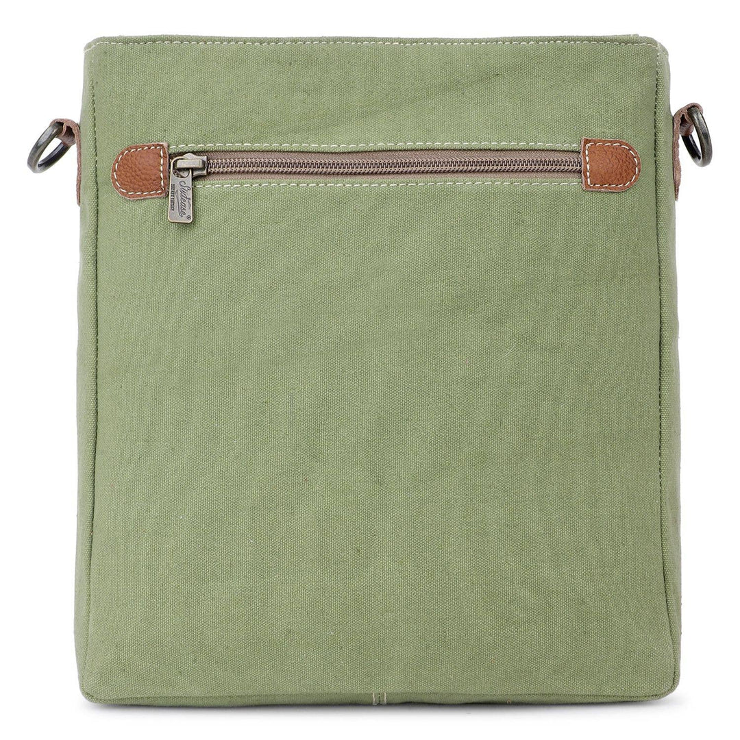 Canvas & Leather Women's Crossbody Bag - Bone/Reseda Green - Premium crossbody from Sixtease Bags USA - Just $44.95! Shop now at Pat's Monograms