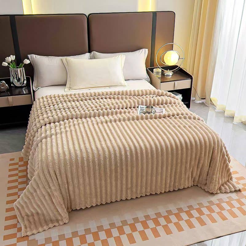 Stripe Fleece Throw – Ultra Plush Ribbed Blanket with 1.6" Wide Channel Texture - Premium blankets from FLUFFERY - Just $37.50! Shop now at Pat's Monograms