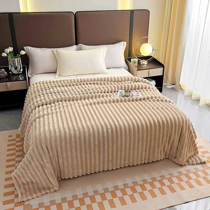 Stripe Fleece Throw – Ultra Plush Ribbed Blanket with 1.6" Wide Channel Texture - Premium blankets from FLUFFERY - Just $37.50! Shop now at Pat's Monograms