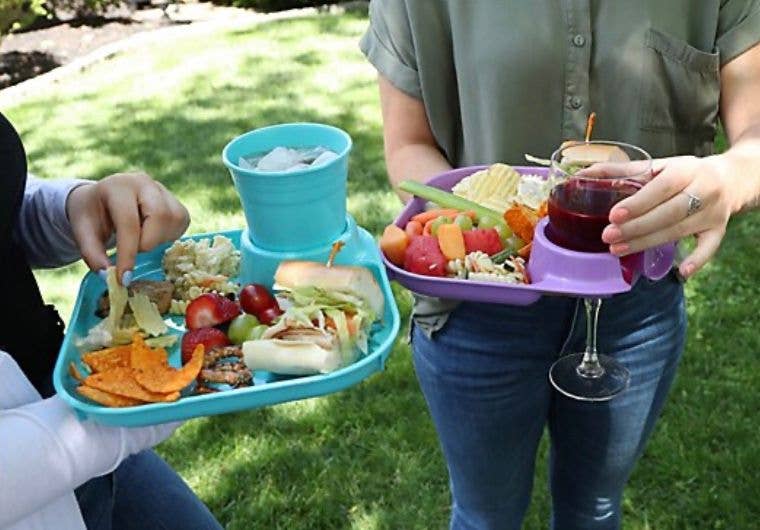 Reusable Party Plates w/ Stemware Holder - Set of 4 - White - Premium Kitchen Accessories from Fancy Panz - Just $19.95! Shop now at Pat's Monograms