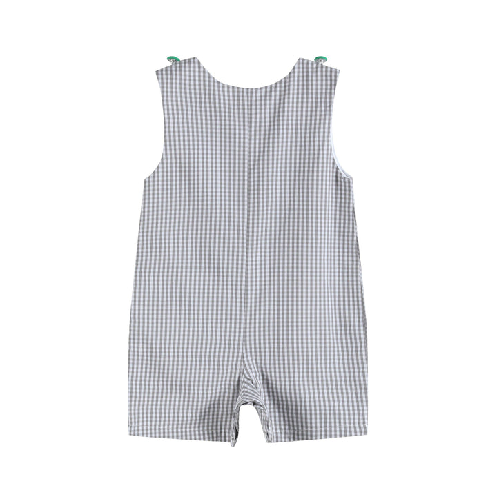 Gray Gingham Green Tractor Applique Shortalls - Premium Baby & Toddler Outfits from Lil Cactus - Just $36.95! Shop now at Pat's Monograms