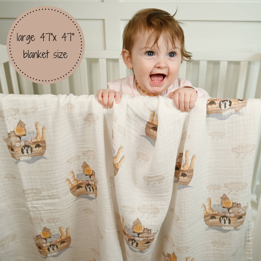 Noah's Ark Baby Swaddle Blanket - Premium Swaddle from LollyBanks - Just $16.95! Shop now at Pat's Monograms