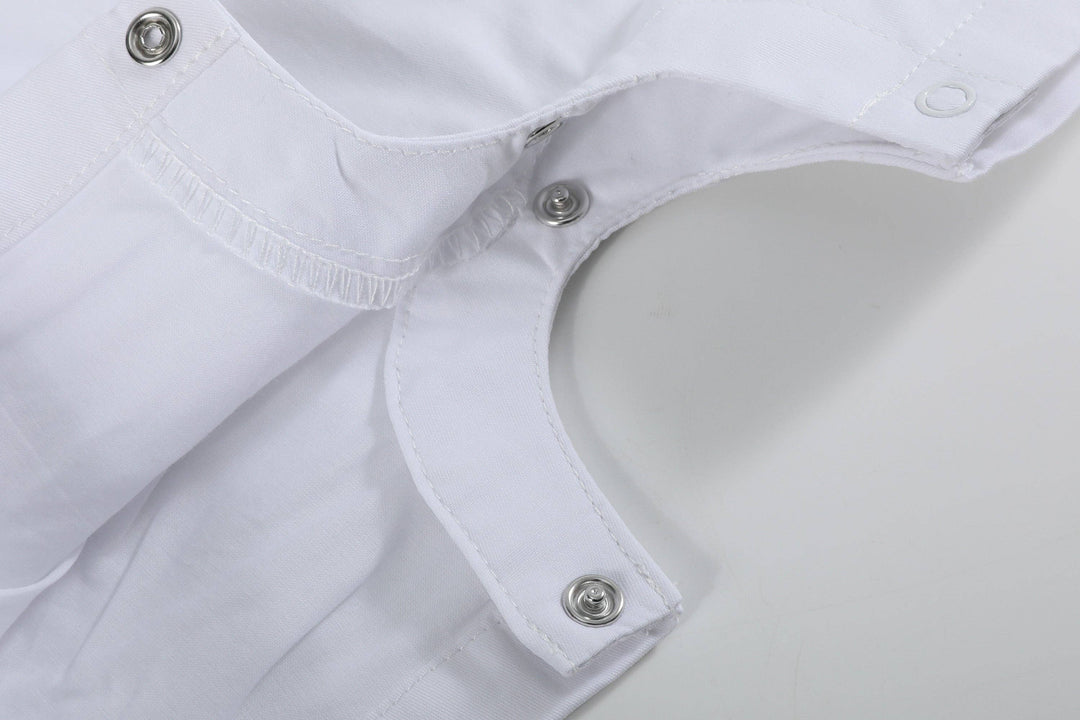 White and Blue Holy Crosses Smocked Overalls - Premium Baby & Toddler Outfits from Lil Cactus - Just $38.95! Shop now at Pat's Monograms