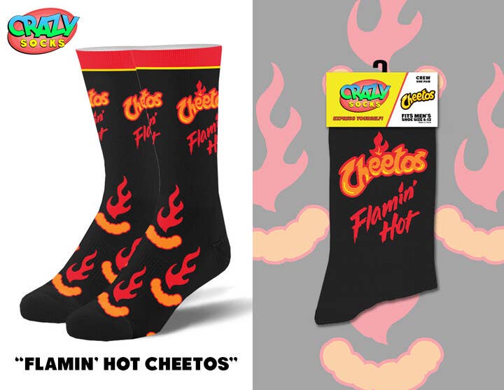 Flamin Hot Cheetos - Mens Crew Folded - Premium socks from Crazy Socks - Just $8! Shop now at Pat's Monograms