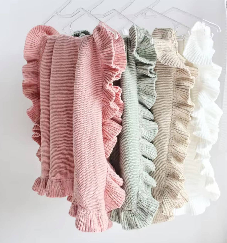 Nap Time Cotton Blanket RUFFLE Edge - Baby Quilt Blanket - Premium Baby Blanket from Zsa Zsa & LoLLi Monogram Blanks - Just $39.95! Shop now at Pat's Monograms