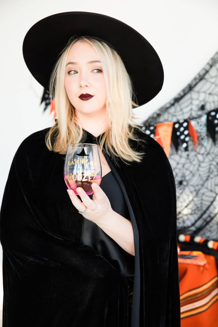 Witch Way to the Booze Halloween Stemless Wine Glass - Premium drinkware from Pearhead - Just $7.95! Shop now at Pat's Monograms