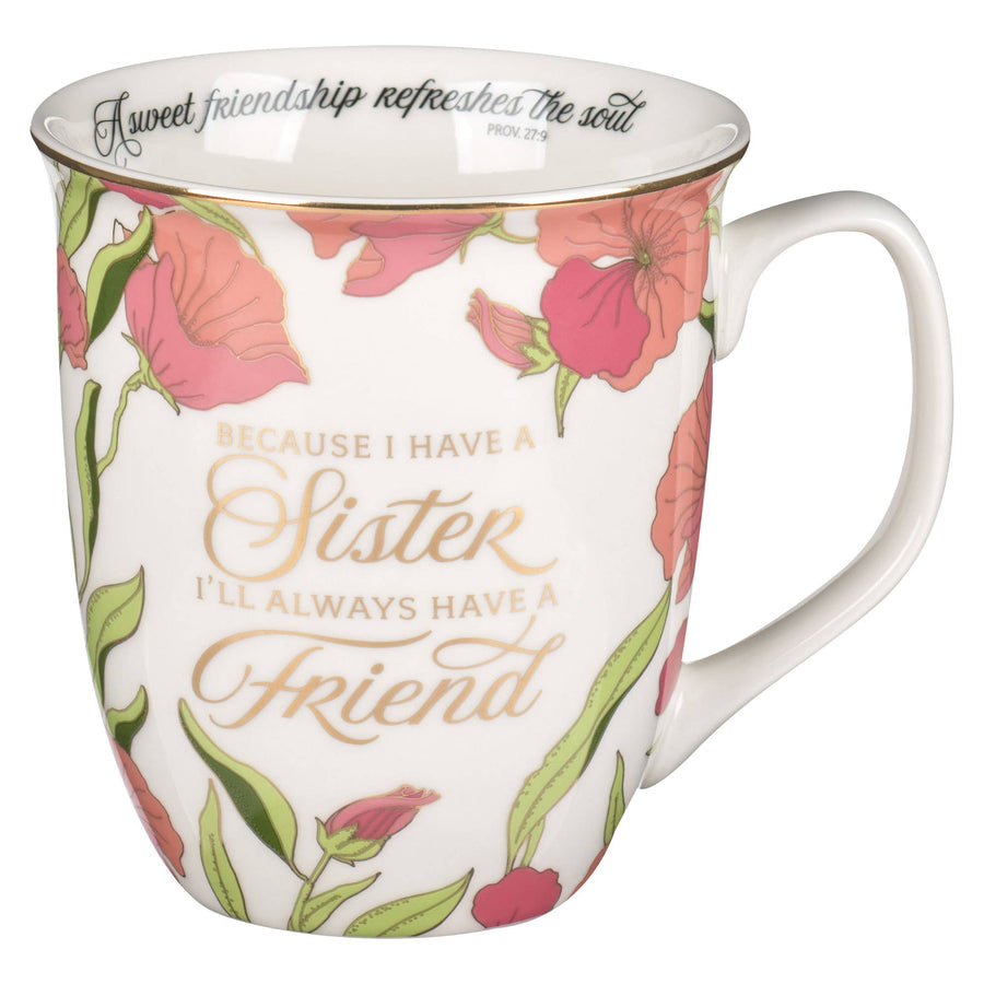 Mug Pink Sister, Always a Friend Prov. 27:9 - Premium Christian Gift Items from Christian Art Gifts - Just $10.95! Shop now at Pat's Monograms