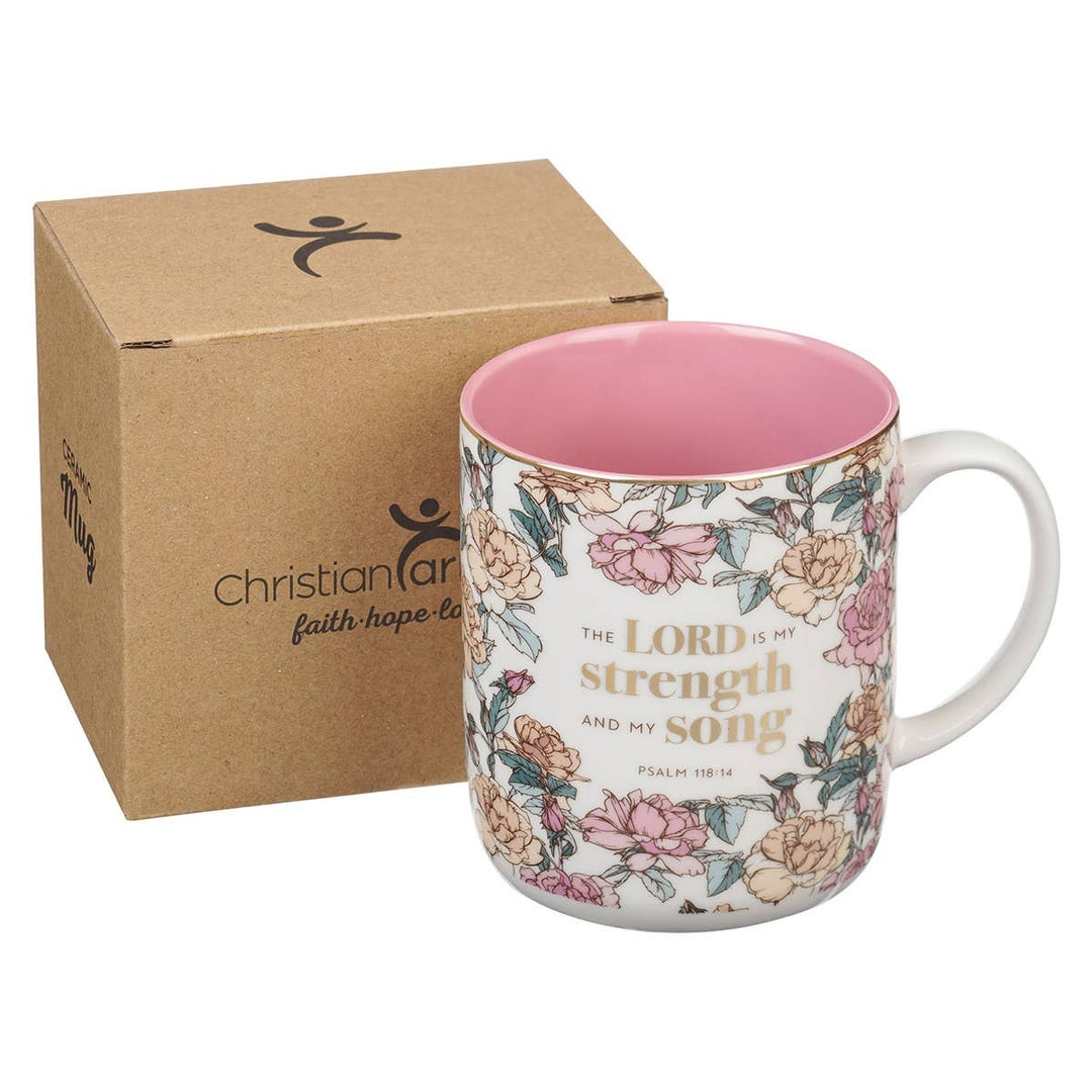Mug My White/Pink Roses Strength & My Song Ps. 118:14 - Premium Christian Gift Items from Christian Art Gifts - Just $10.95! Shop now at Pat's Monograms