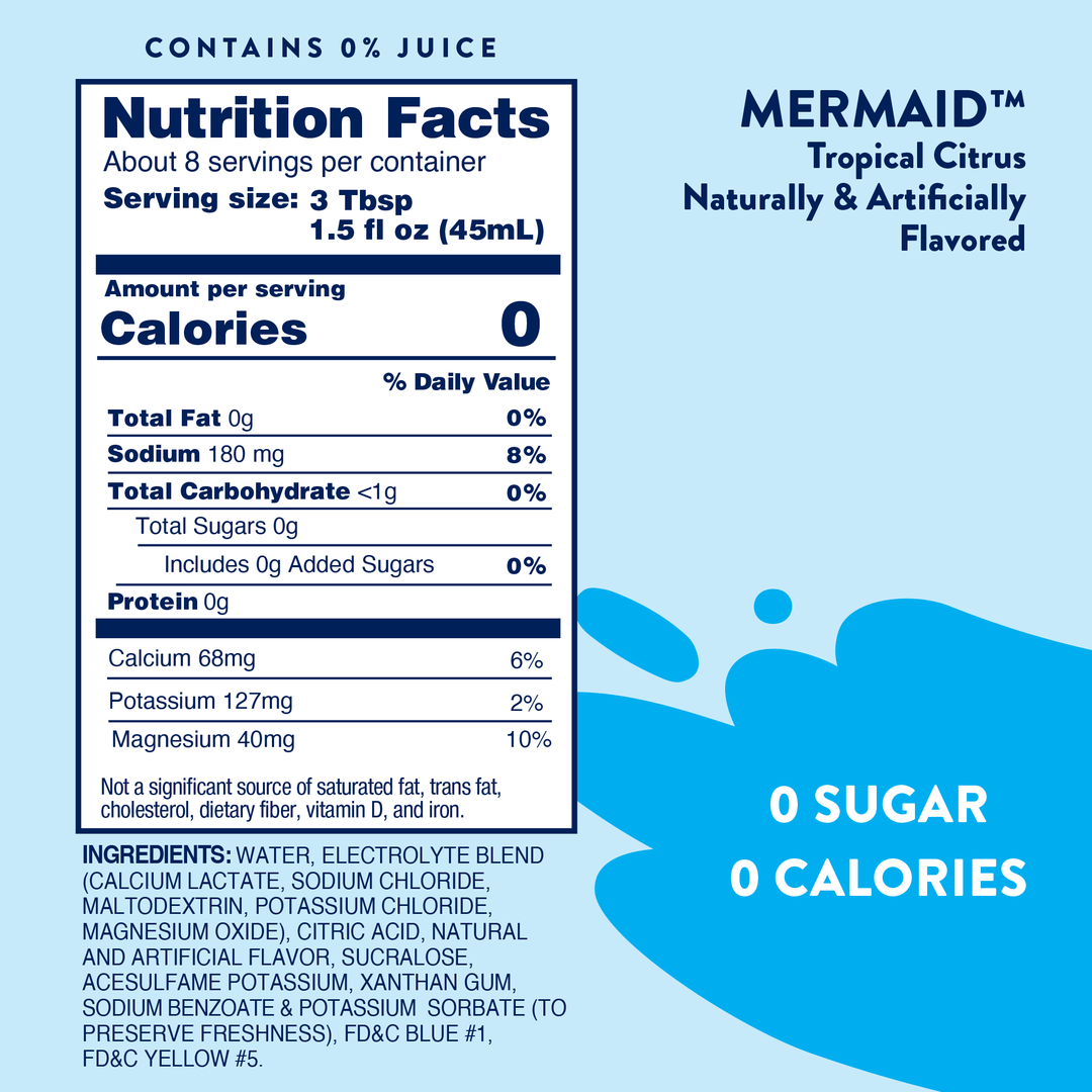 Sugar Free Mermaid Hydration Syrup with Electrolytes 375 ml - Premium drink mix from Jordan's Skinny Mixes - Just $7.95! Shop now at Pat's Monograms