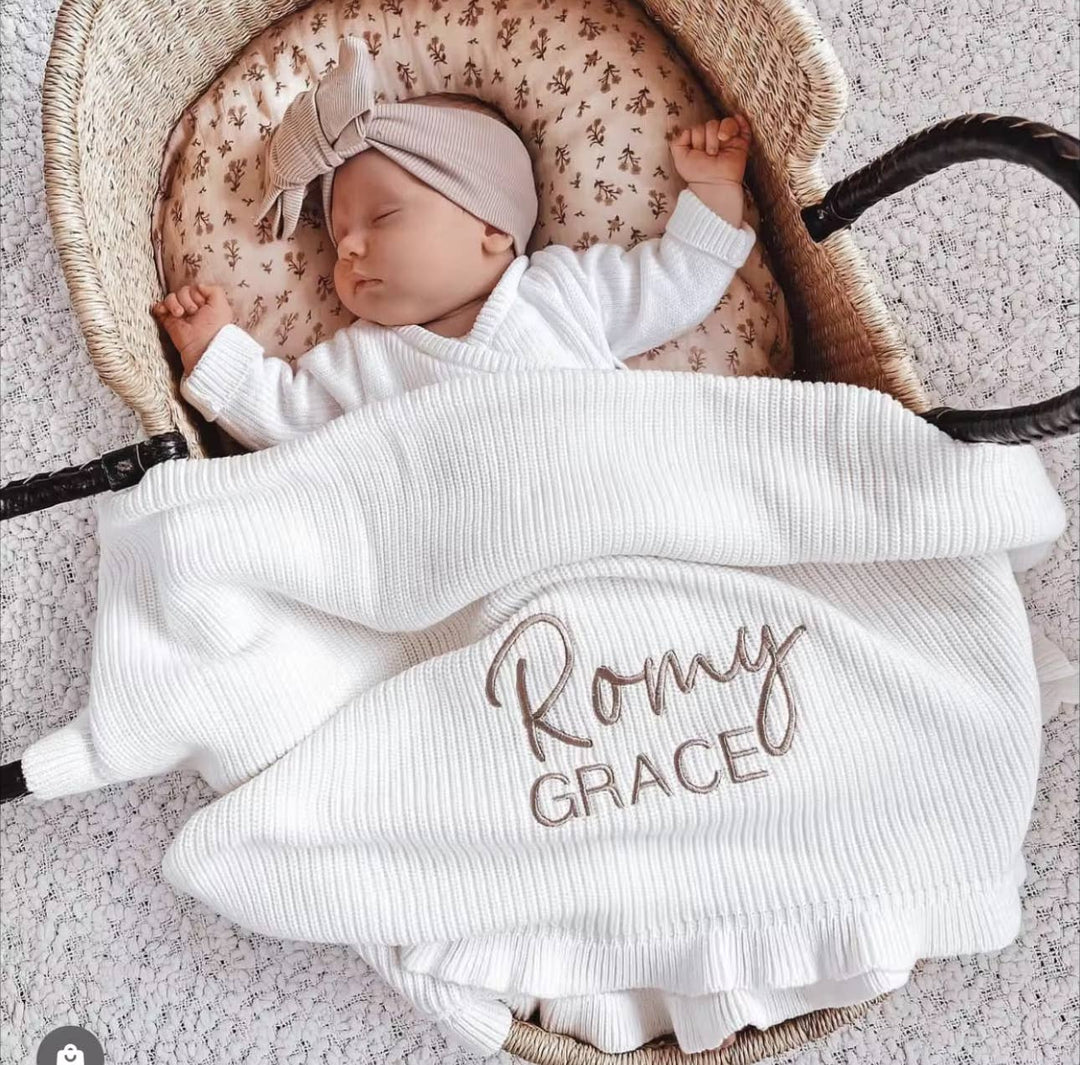 Nap Time Cotton Blanket RUFFLE Edge - Baby Quilt Blanket - Premium Baby Blanket from Zsa Zsa & LoLLi Monogram Blanks - Just $39.95! Shop now at Pat's Monograms