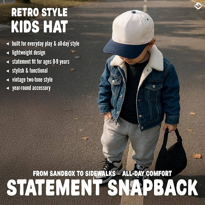 Kids/Baby Two Tone Vintage Cap - Navy/Beige - Premium Trucker Cap from Funky Junque - Just $15.95! Shop now at Pat's Monograms