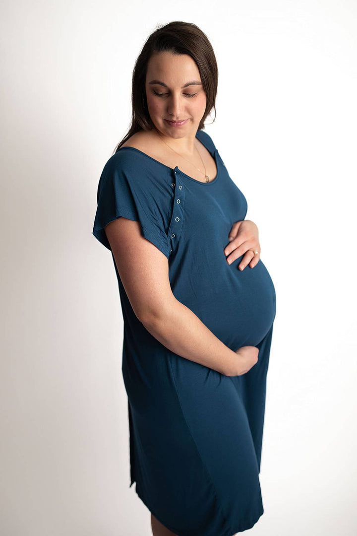 Navy Blue Maternity Mommy Labor and Delivery/ Nursing Gown - Premium nursing & Feeding from Three Little Tots - Just $36.95! Shop now at Pat's Monograms