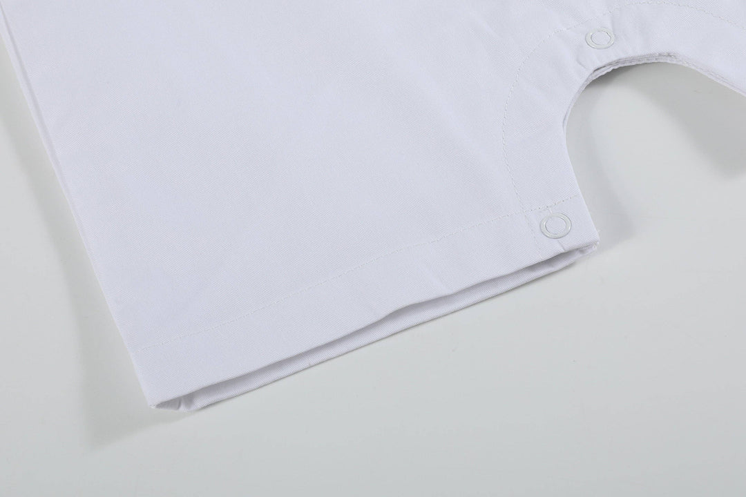 White and Blue Holy Crosses Smocked Overalls - Premium Baby & Toddler Outfits from Lil Cactus - Just $38.95! Shop now at Pat's Monograms