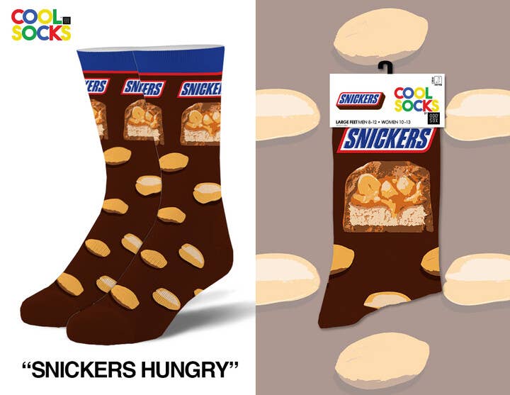 Snickers Hungry - Mens Crew Socks - Premium socks from Cool Socks - Just $11.95! Shop now at Pat's Monograms