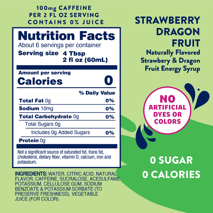 Sugar Free Strawberry Dragon Fruit Energy Syrup - 375ml - Premium syrup from Jordan's Skinny Mixes - Just $6.95! Shop now at Pat's Monograms