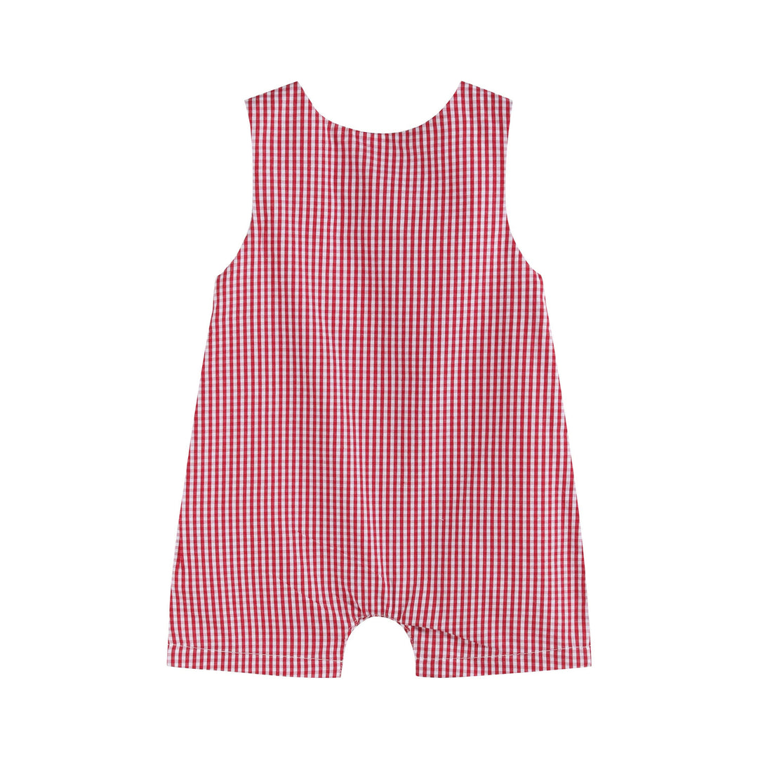 Red Gingham Baseball Smocked Shortalls - Premium Baby & Toddler Outfits from Lil Cactus - Just $38.95! Shop now at Pat's Monograms