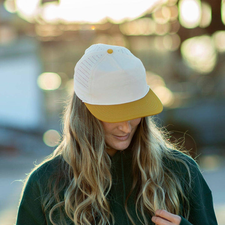 RIVER | Ivory & Mustard - Premium hat from Wild Bills Blanks - Just $23.95! Shop now at Pat's Monograms
