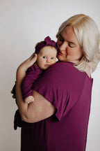 Knotted Newborn Baby Gown Plum Purple - Premium baby and Toddler Outfits from Three Little Tots - Just $26.95! Shop now at Pat's Monograms