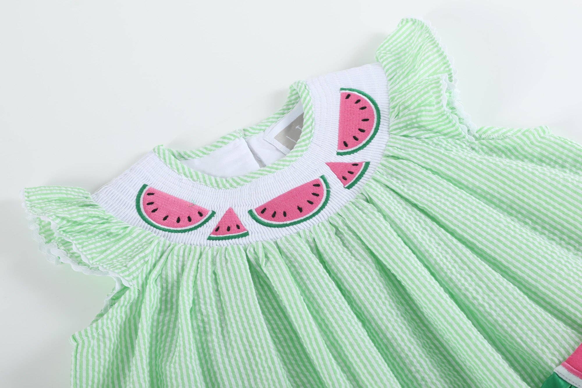 Green Seersucker Watermelon Smocked Bishop Dress - Premium Baby & Toddler Dresses from Lil Cactus - Just $38.95! Shop now at Pat's Monograms