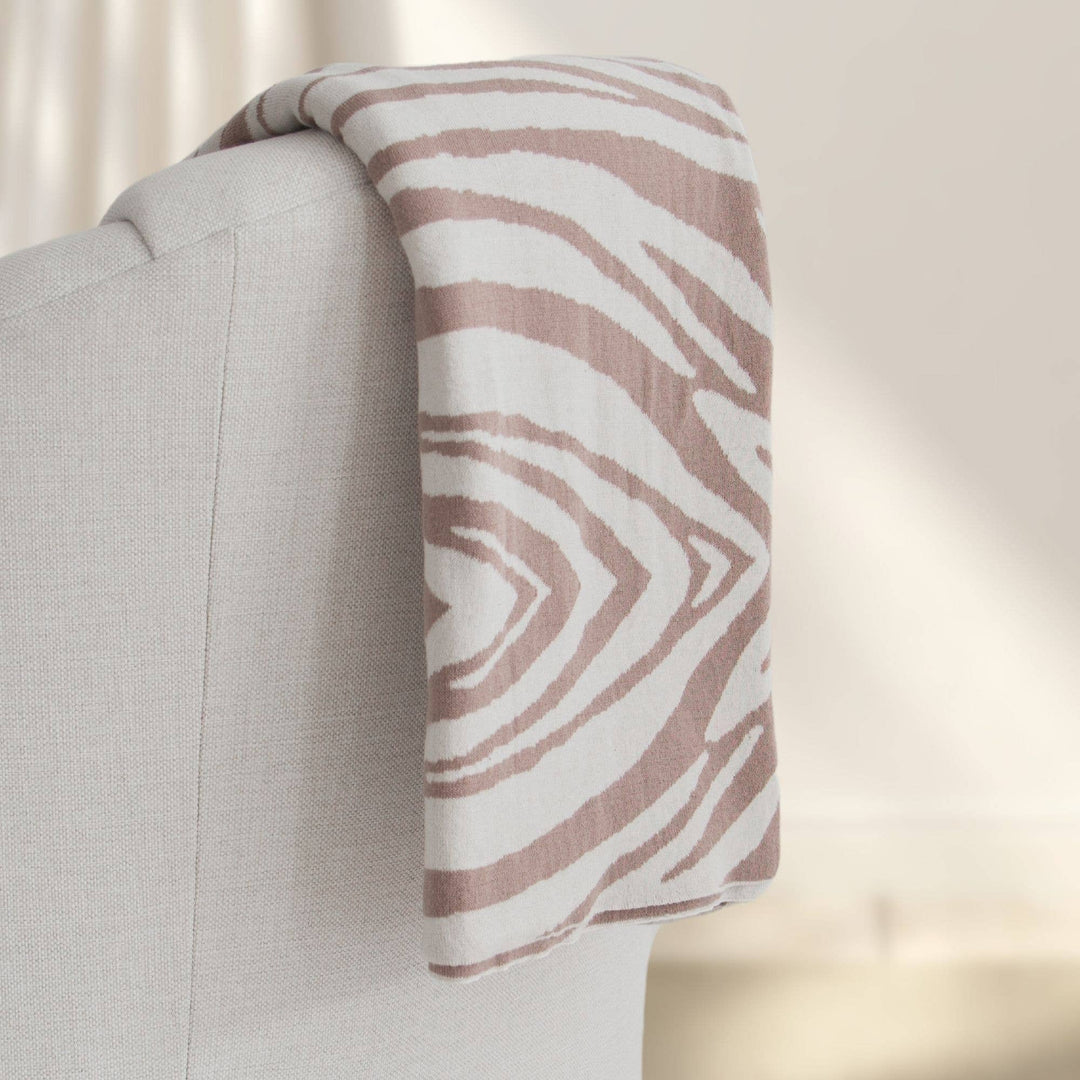 Rumi Zebra Cotton Knit Throw: Beige - Premium  from Tajik Home LLC - Just $35.95! Shop now at Pat's Monograms